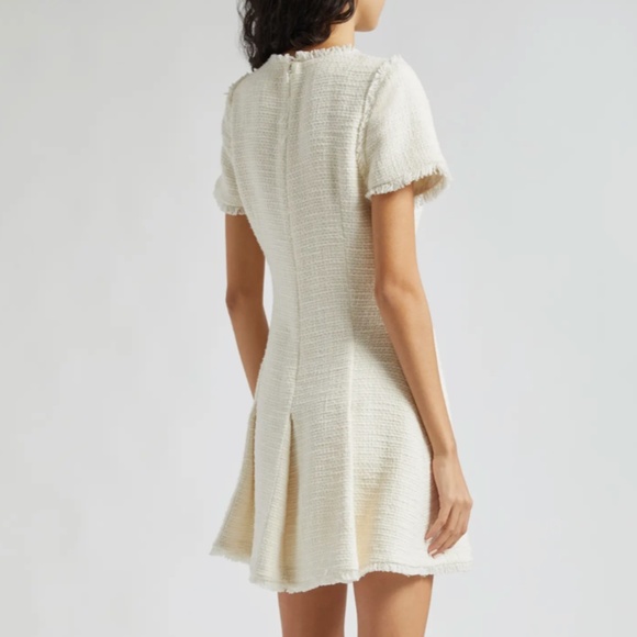 NWT Cinq a Sept Nova Tweed Fit & Flare Mini Dress - Gardenia Cream Ivory - Picture 4 of 10